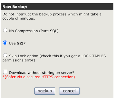 Backup MySQL Backup