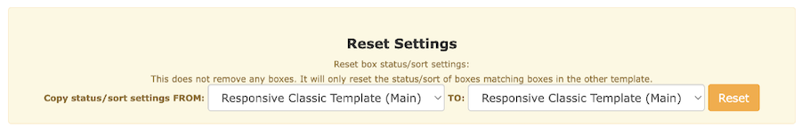 Reset Settings