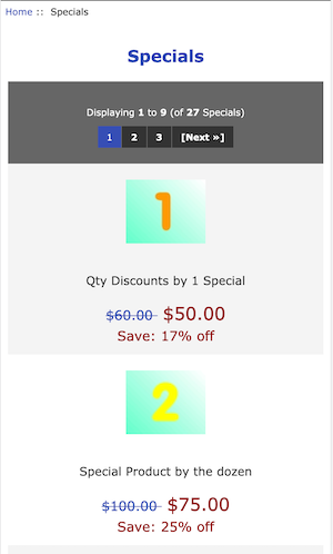 Specials pagination